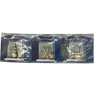 Kirkland Tea Light Candle Holders Set 3 Snowman Reindeer Snowflake NIP